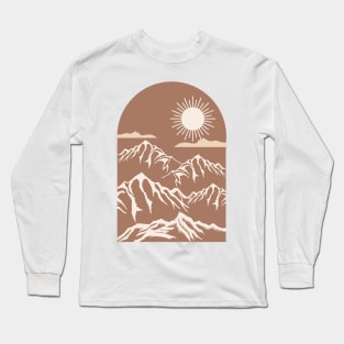 Boho Neutral Minimalist Landscape Nature Mounted Print Long Sleeve T-Shirt